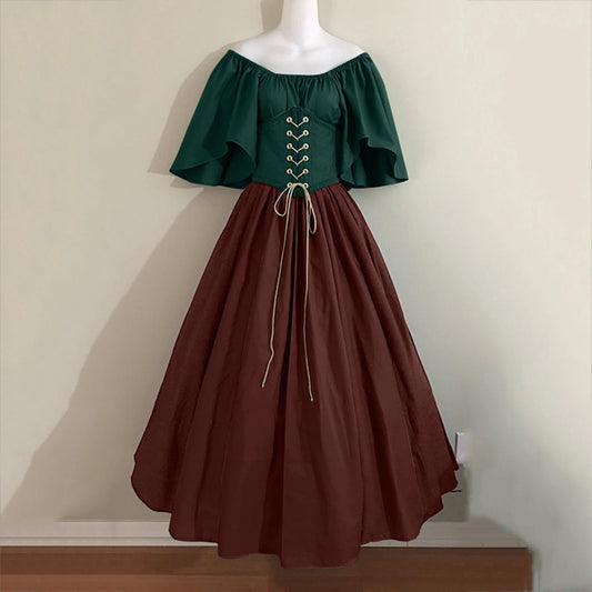 UPPADA Womens Renaissance Faire Dresses Medieval Irish Traditional plus Size Dresses Ruffle over Dress Corset Retro Cosplay Gown