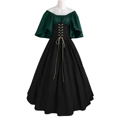 UPPADA Womens Renaissance Faire Dresses Medieval Irish Traditional plus Size Dresses Ruffle over Dress Corset Retro Cosplay Gown